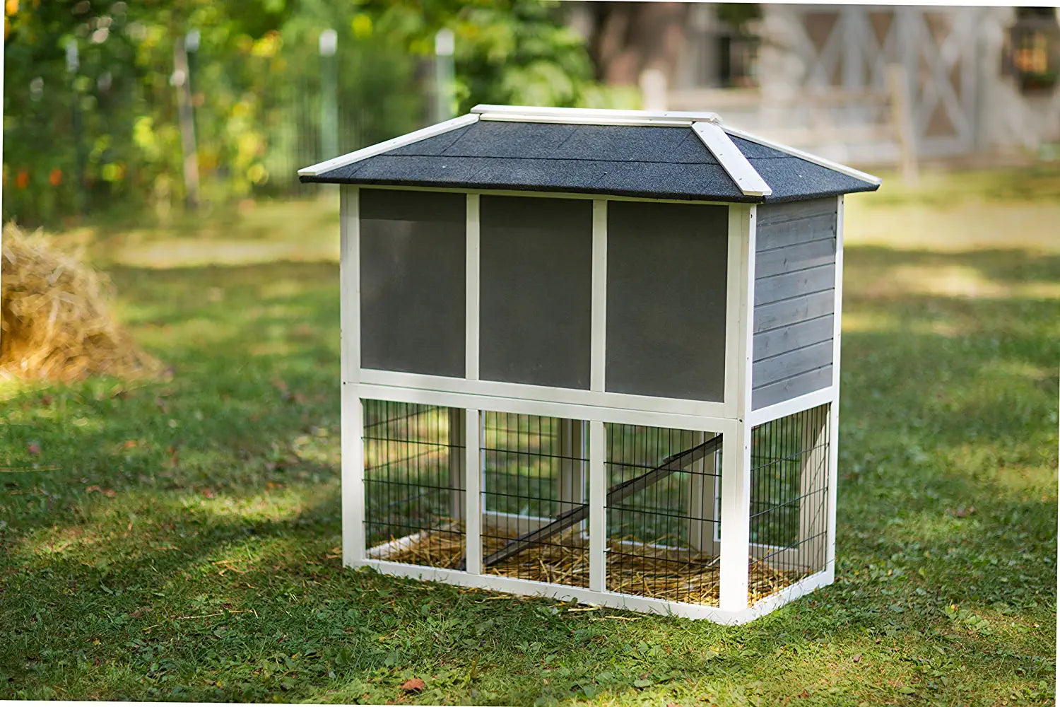 Prevue Pet Products 4601 Duplex Rabbit Hutch, Gray/White