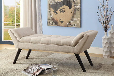 Baxton Studio Wholesale Interiors Tamblin Mid-Century Retro Linen Fabric Upholstered Grid-Tufting 50&#34; Bench, Beige