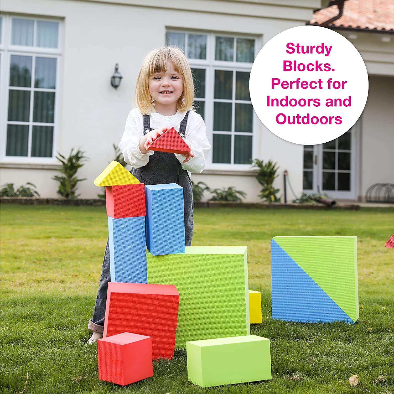 Edushape Giant Soft Baby Blocks, 32 Pieces - Vibrant Multi-Colored Stacking Blocks for Building &amp; Learning - Educational Play Soft Blocks for Babies 6-12 Months, Toddlers, &amp; Kids