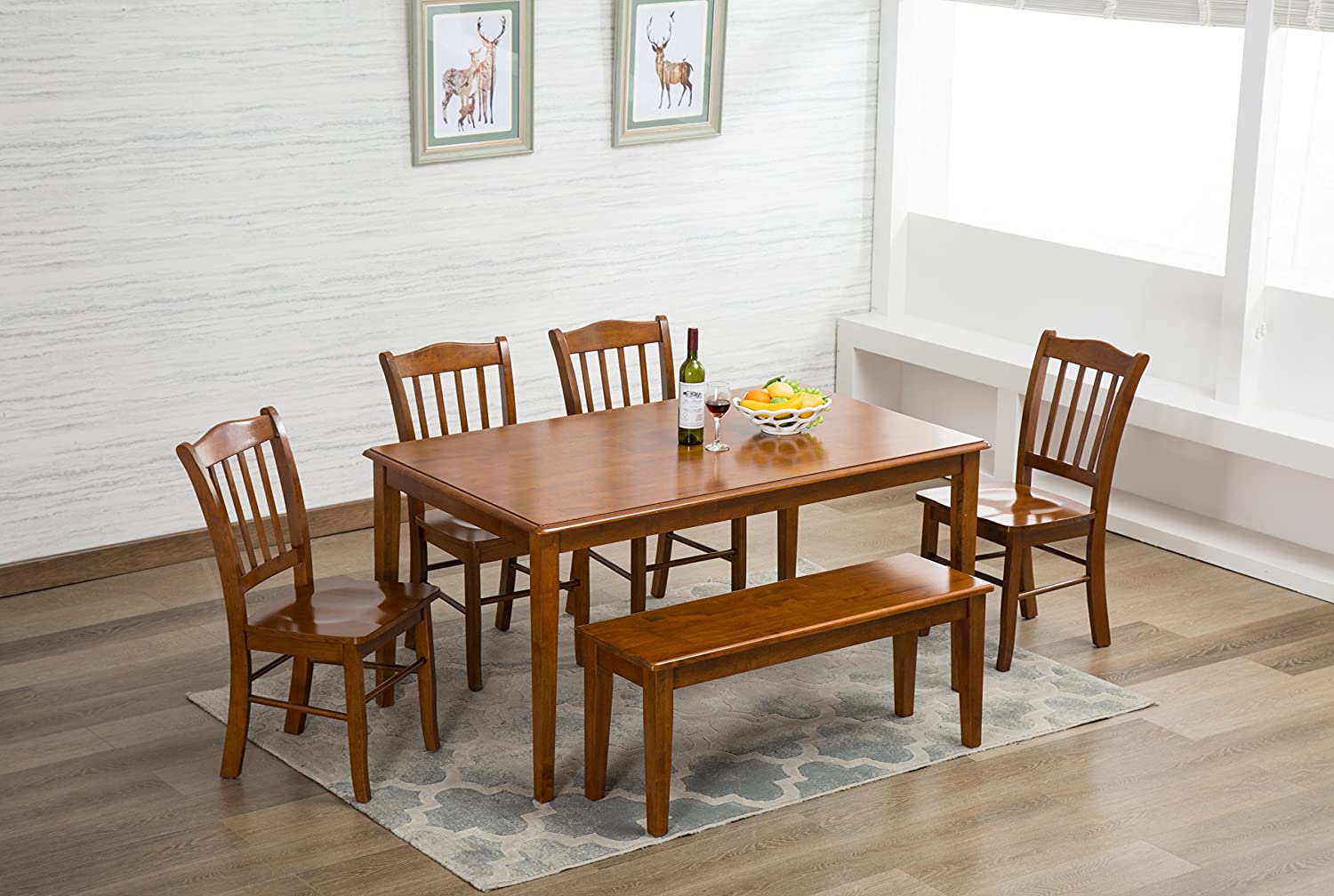 Boraam Shaker 6-Piece Dining Set, Walnut