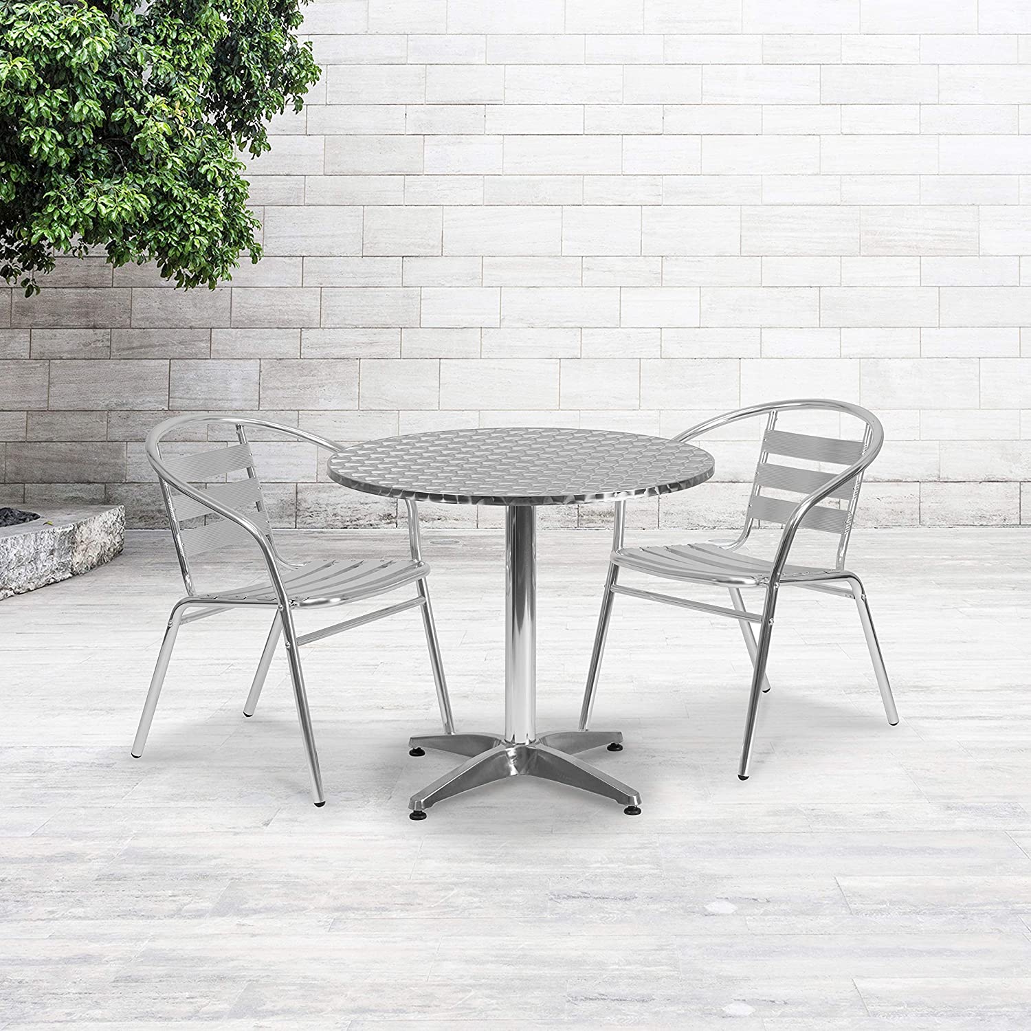 Flash Furniture 31.5&#39;&#39; Round Aluminum Indoor-Outdoor Table with Base