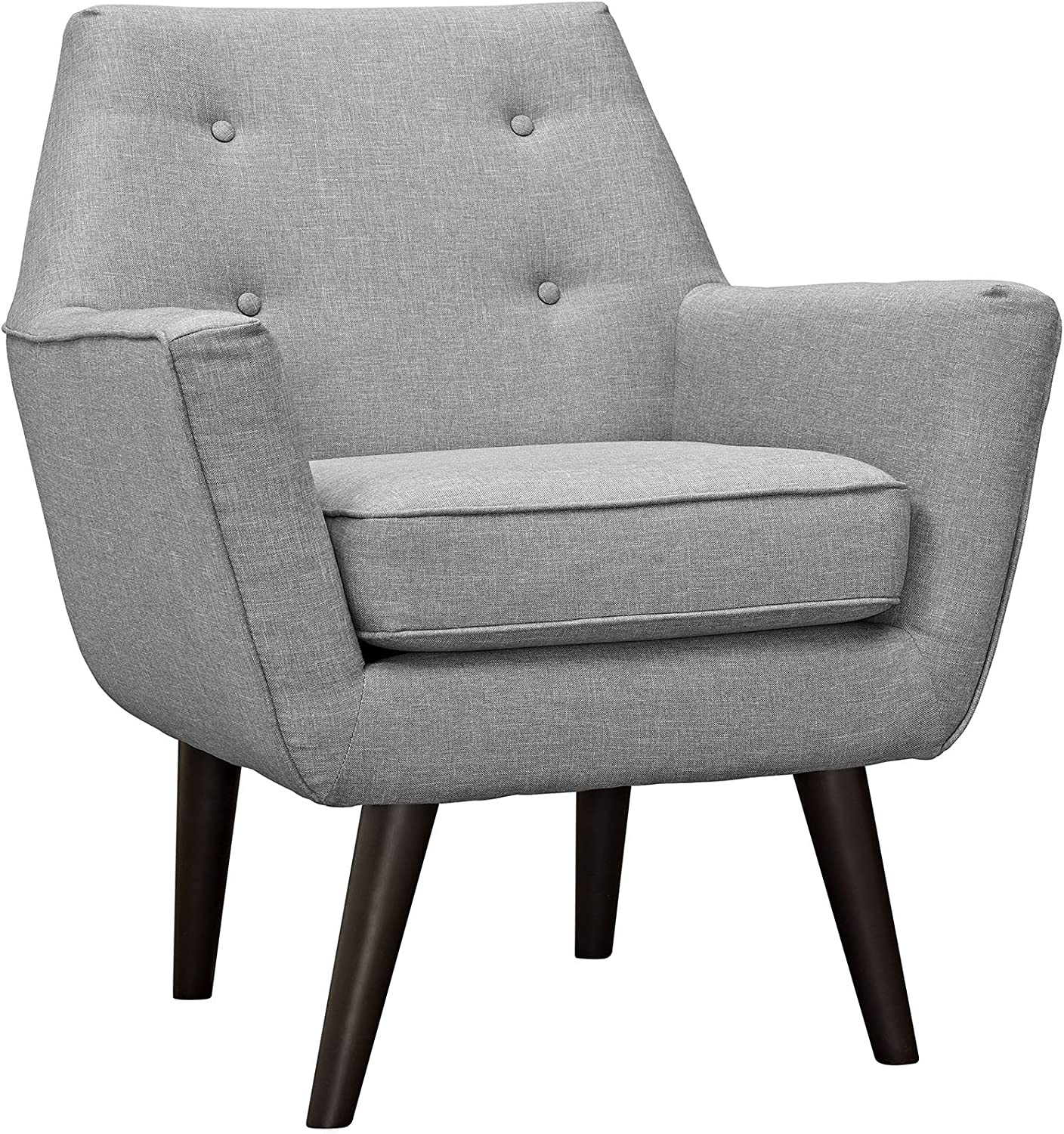 Modway Posit Mid-Century Modern Fabric Upholstered Accent Lounge Arm Chair In Light Gray