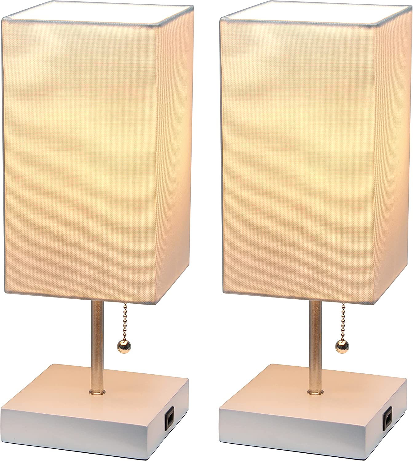 Simple Designs LC2004-WOW-2PK Lamp Set, White/White