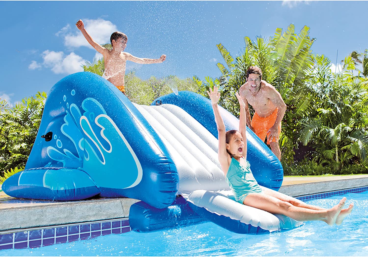Intex 58849EP Kool Splash Durable Inflatable Play Center Swimming Pool with Built In Sprayers for Kids and Adults, Age 6 and Up , Blue
