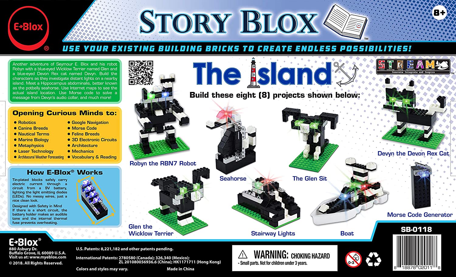 E-Blox Stories Blox Builder - The Island LED Light-Up Building Blocks Stories Toy Set for Kids Ages 8+