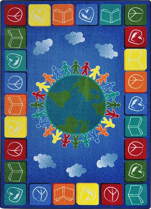 Peace Love Books 7Feet8Inch x 10Feet9Inch area rug in color Multi