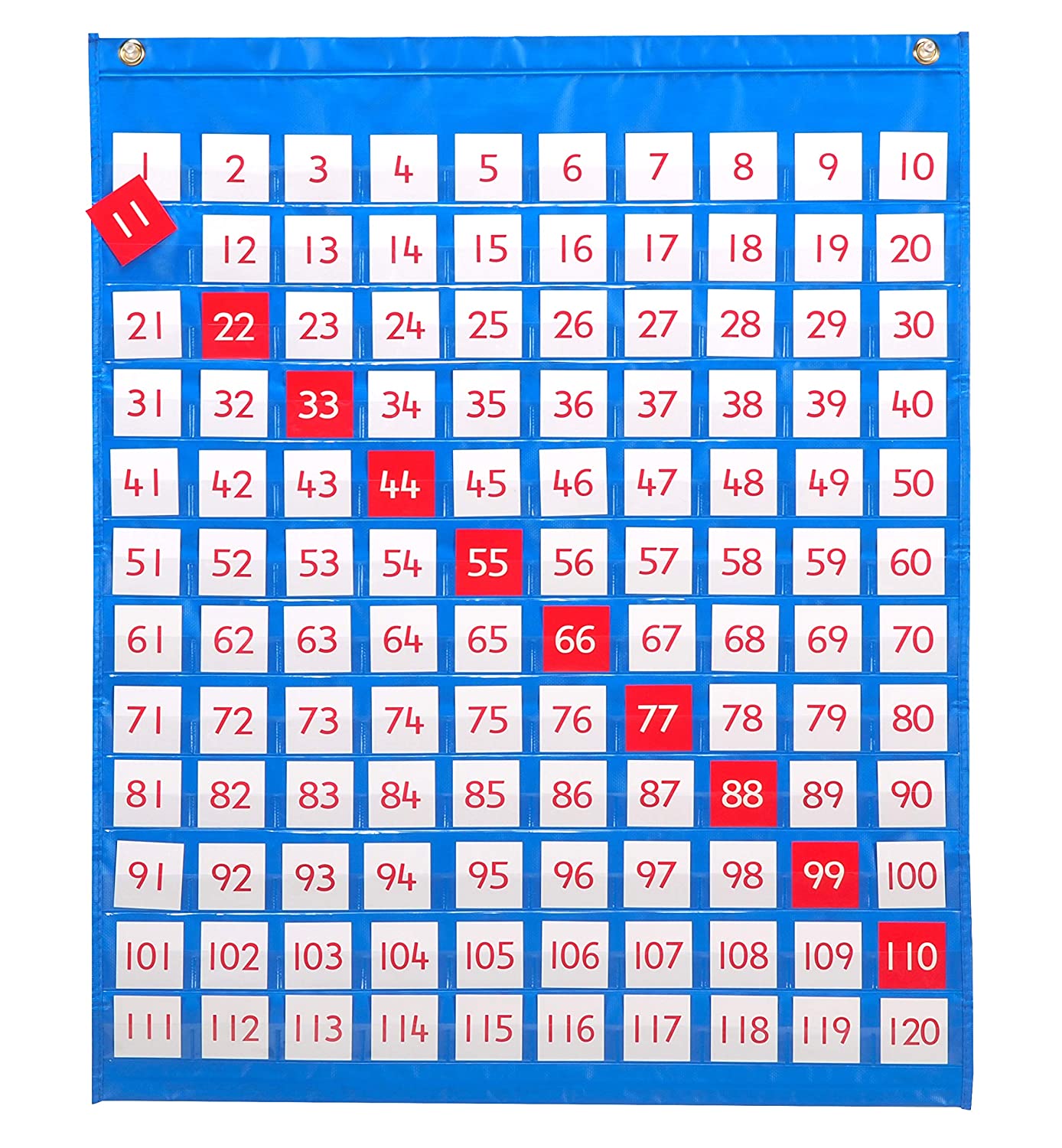 LEARNING ADVANTAGE 1-120 Pocket Chart - Number Chart for Kids - 32&#34; High x 27&#34; Wide - Teach Early Numeracy - Hands-On Math Manipulative