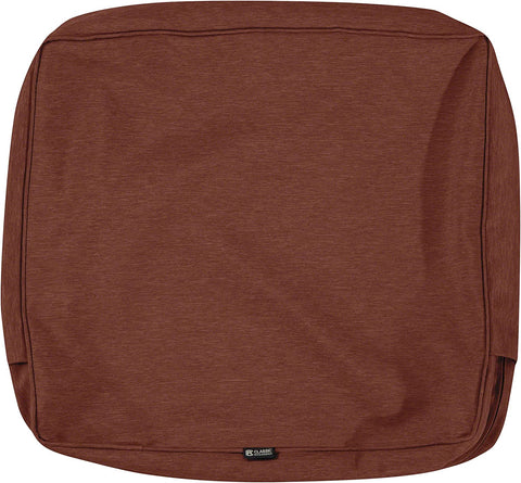 Classic Accessories Montlake Water-Resistant 21 x 22 x 4 Inch Outdoor Back Cushion Slip Cover, Patio Furniture Cushion Cover, Heather Henna Red, Patio Furniture Cushion Covers
