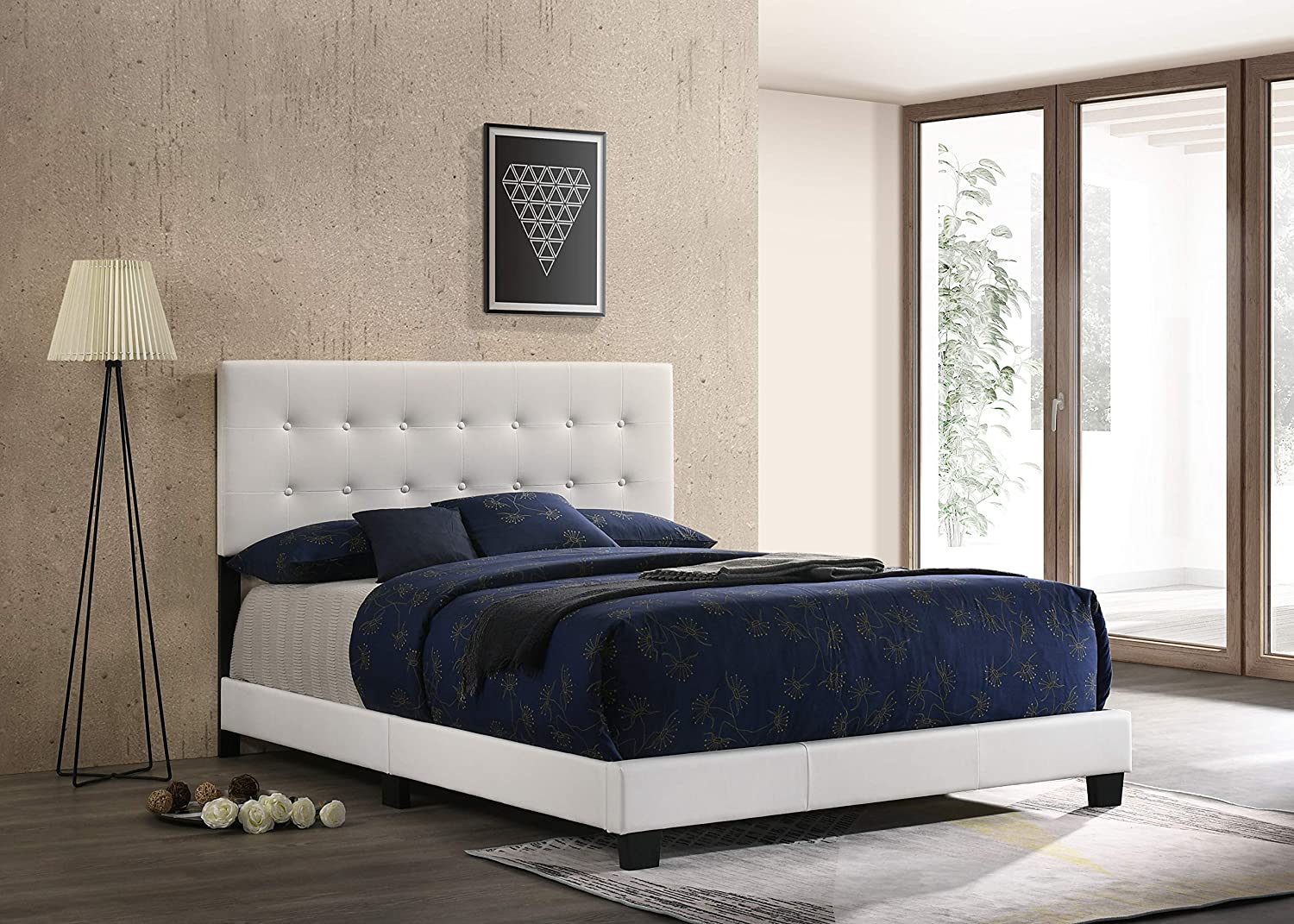 Glory Furniture Caldwell Full, White Upholstered bed,