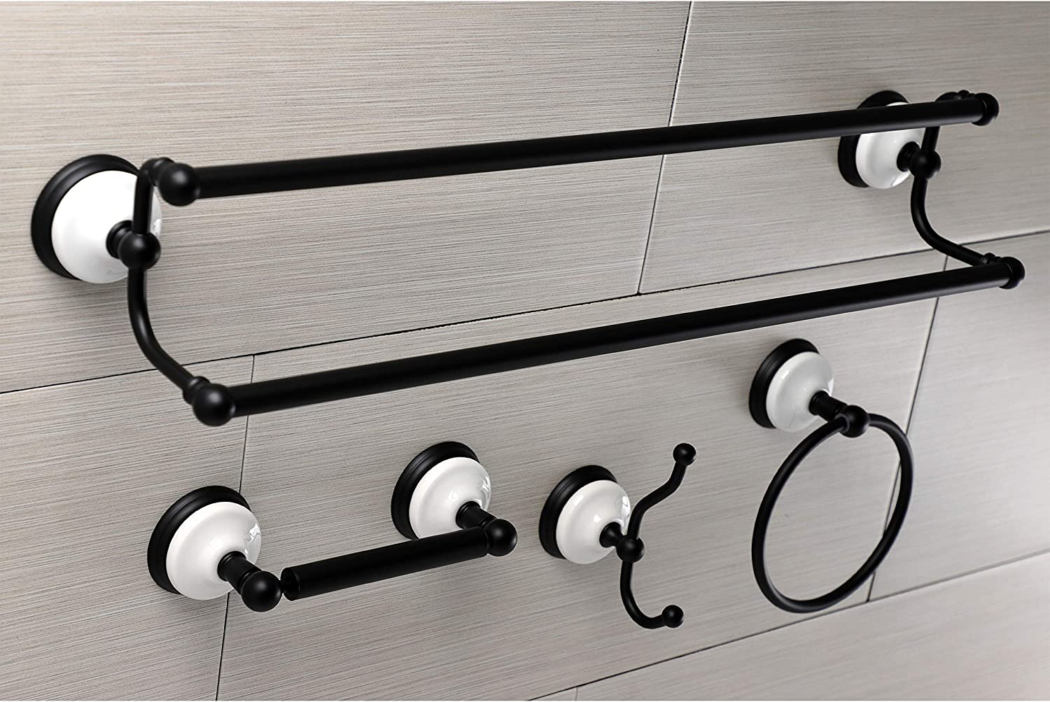 Kingston Brass BAK1113478MB Victorian Bathroom Hardware Set, Matte Black