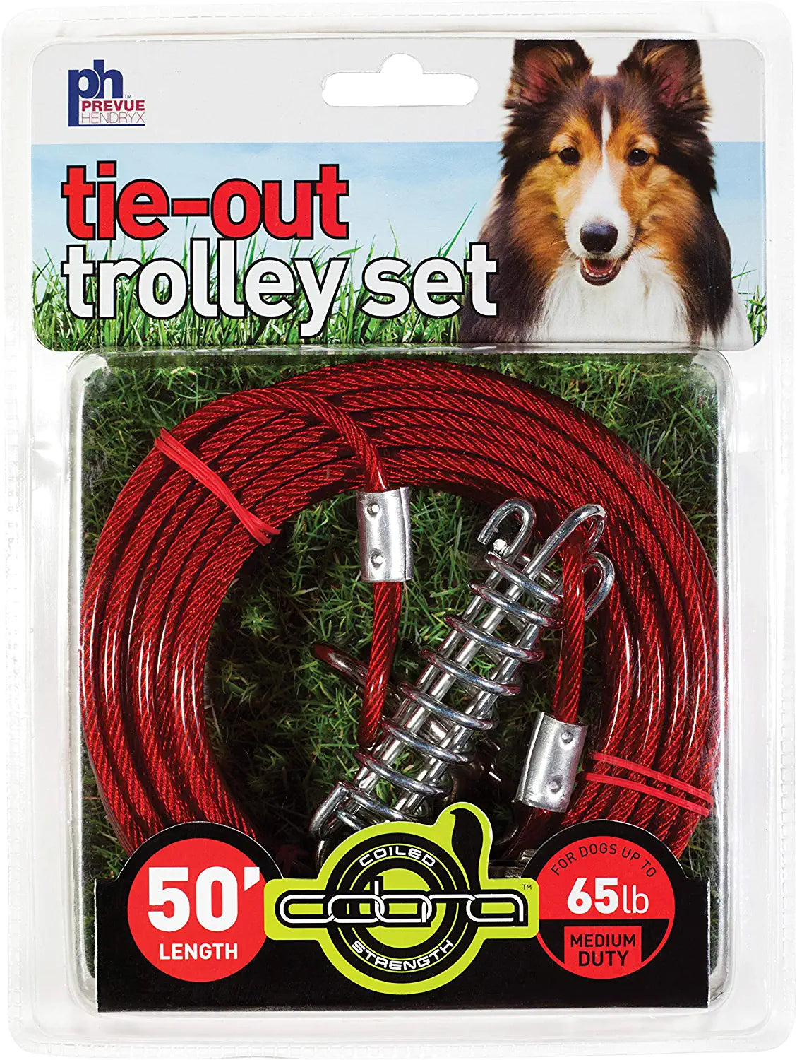 Prevue Pet Products 2124 Medium-Duty 50&#39; Tie-Out Cable Trolley Set