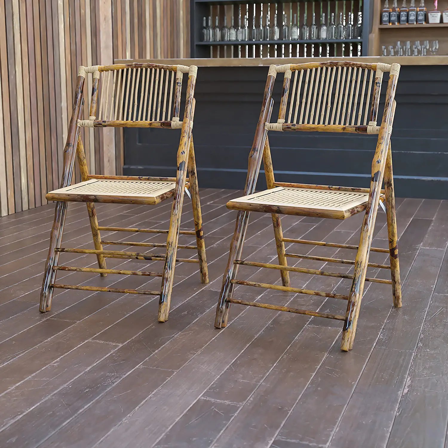 √É‚Äö√Ç¬†Set of 2 Bamboo Wood Folding Chairs