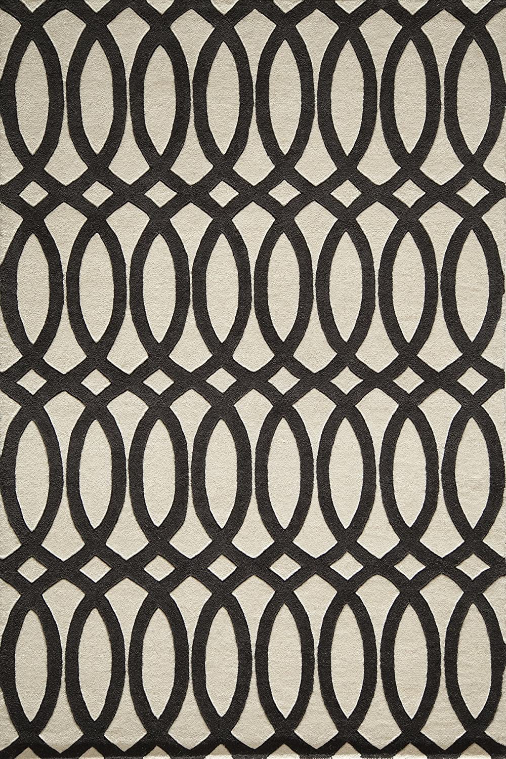 Momeni Rugs Delhi Collection 100% Wool Hand Carved &amp; Hand Tufted Contemporary Area Rug, 5&#39;0&#34; x 8&#39;0&#34;, Black