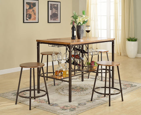 Baxton Studio Vintner Pub Set, 30.1L x 48.1W x 36.5H, Black/Brown