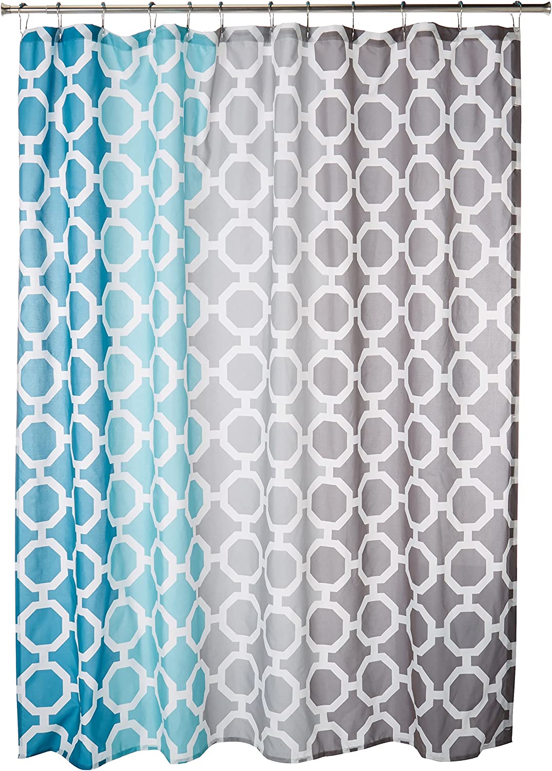 90√É‚Äö√Ç¬∞ by Design Lab Dani Printed Shower Curtain and Hook Set 72x72 Teal, 72 x 72