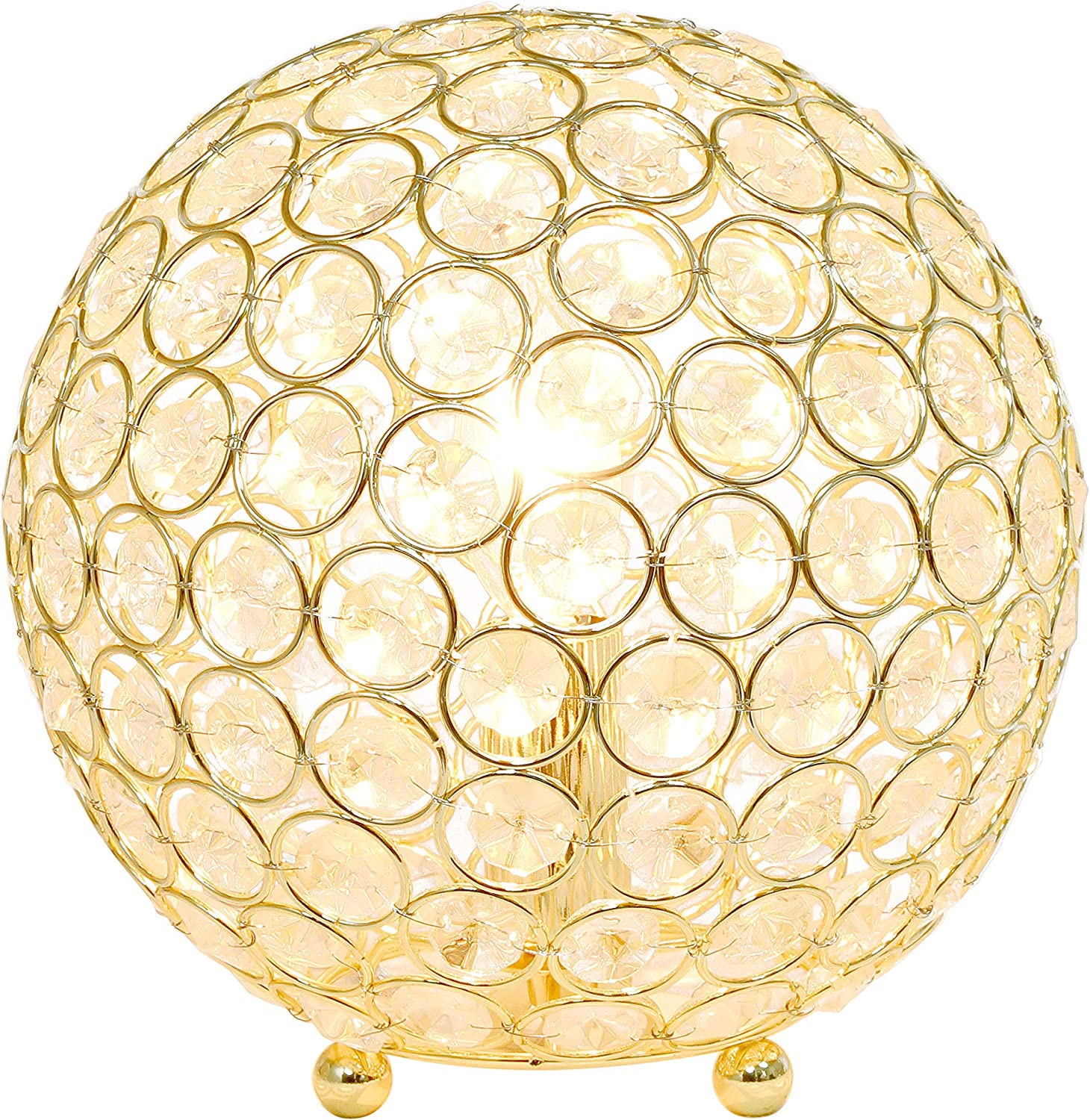 Elegant Designs LT1026-WHT Elipse 8 Inch Crystal Ball Sequin Table Lamp, White