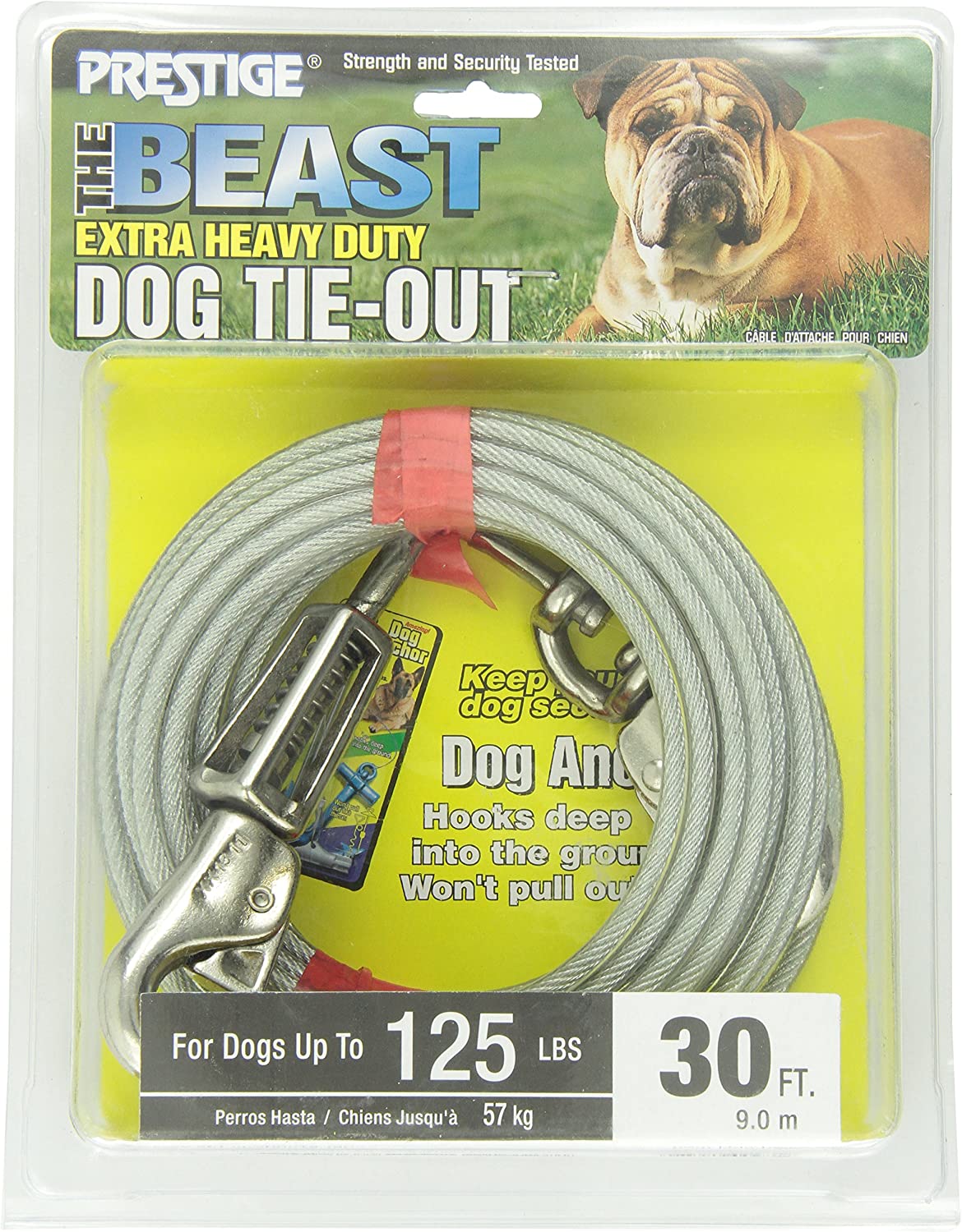 Boss Pet - Prestige 30ft Beast Dog Tie Out with Spring