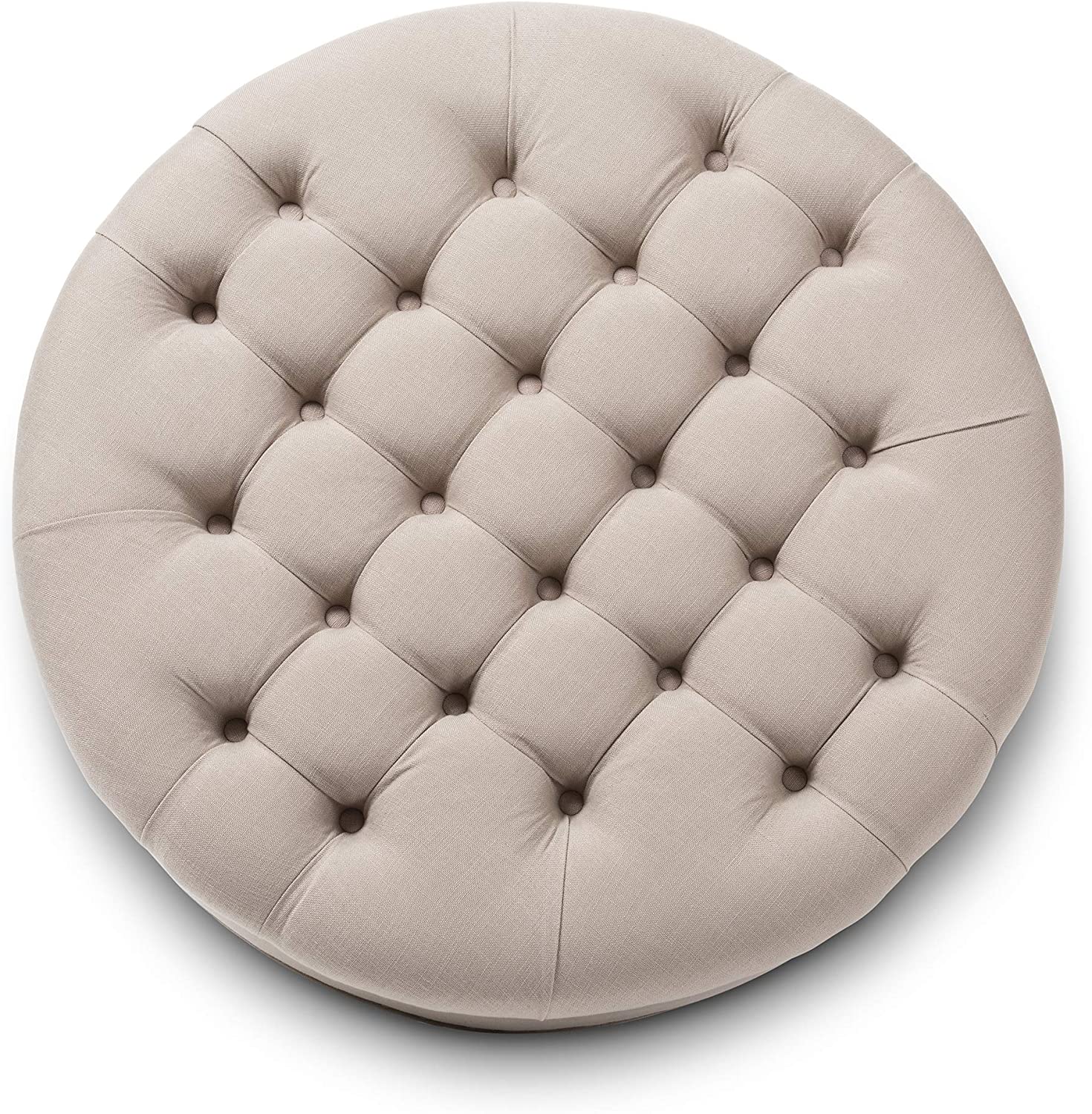 Baxton Studio Palfrey Linen Modern Tufted Ottoman, Beige