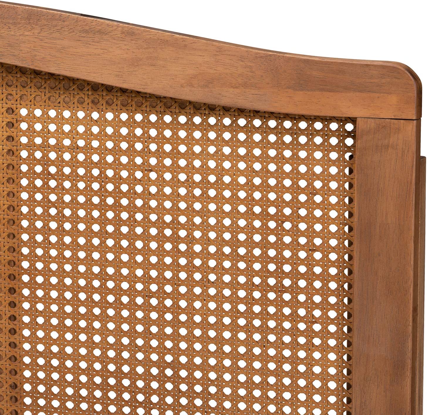 Baxton Studio Marieke Mid-Century Modern Ash Wanut Finished Wood and Synthetic Rattan King Size Headboard