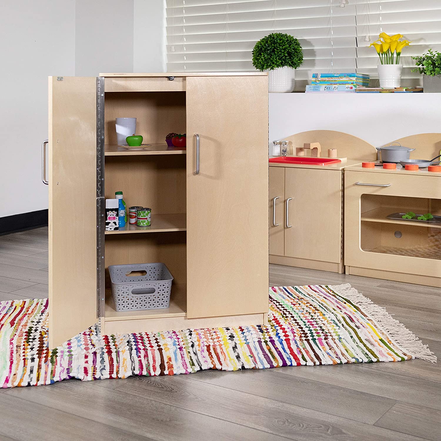 Flash Furniture Children&#39;s Wooden Kitchen Refrigerator for Commercial or Home Use - Safe, Kid Friendly Design