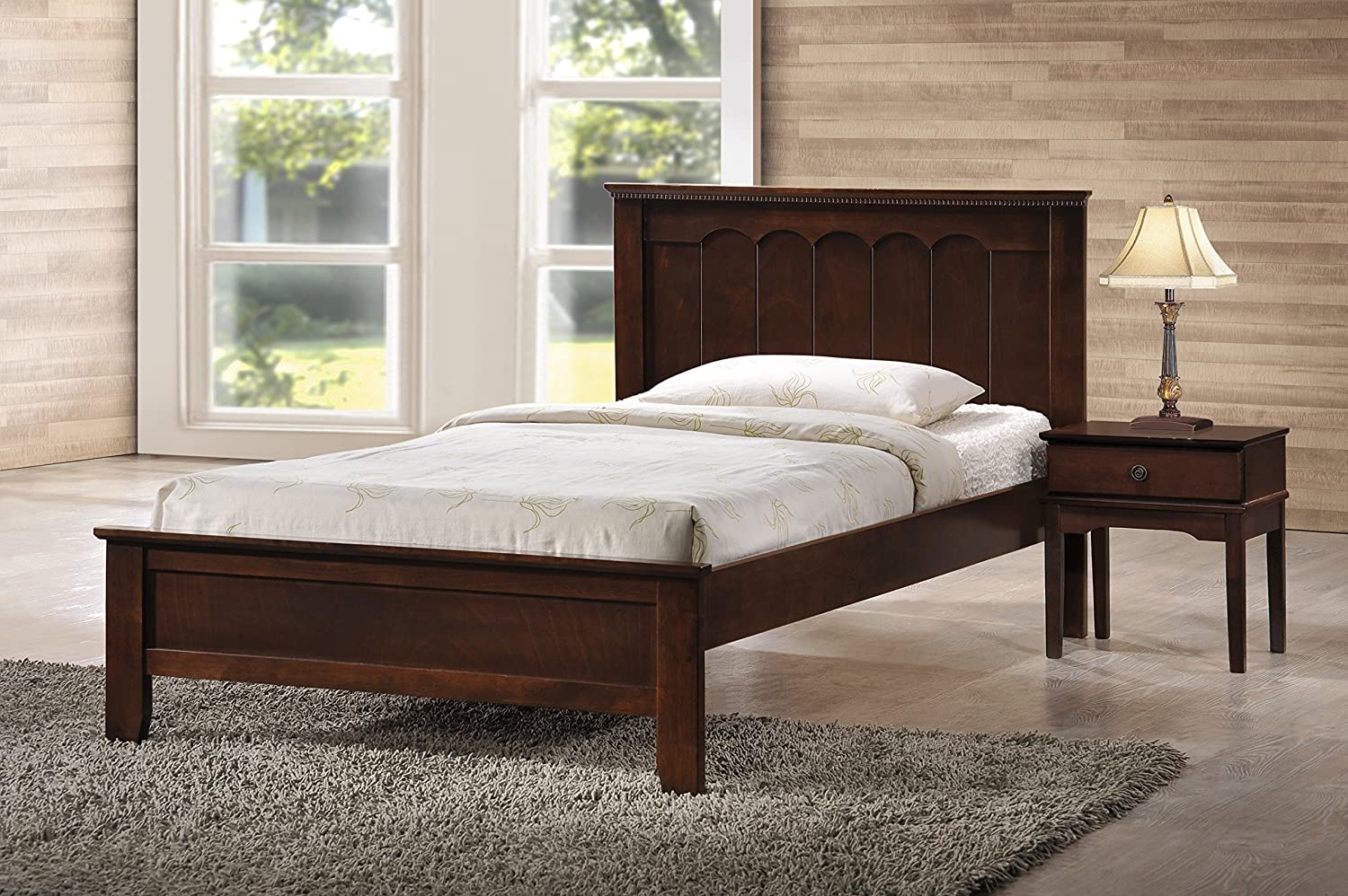 Baxton Studio Schiuma Cappuccino Wood Contemporary Bed, Twin, Brown