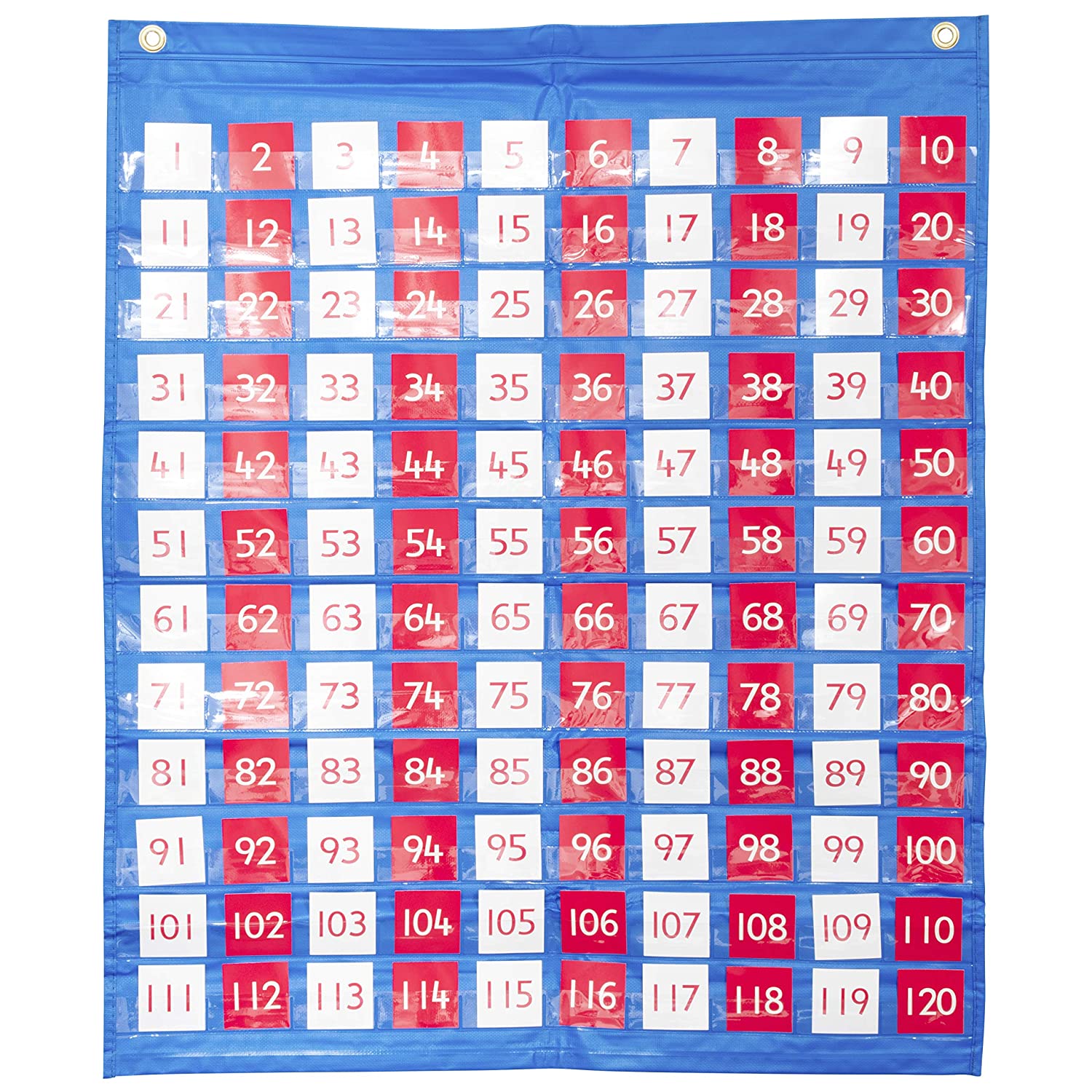 LEARNING ADVANTAGE 1-120 Pocket Chart - Number Chart for Kids - 32&#34; High x 27&#34; Wide - Teach Early Numeracy - Hands-On Math Manipulative