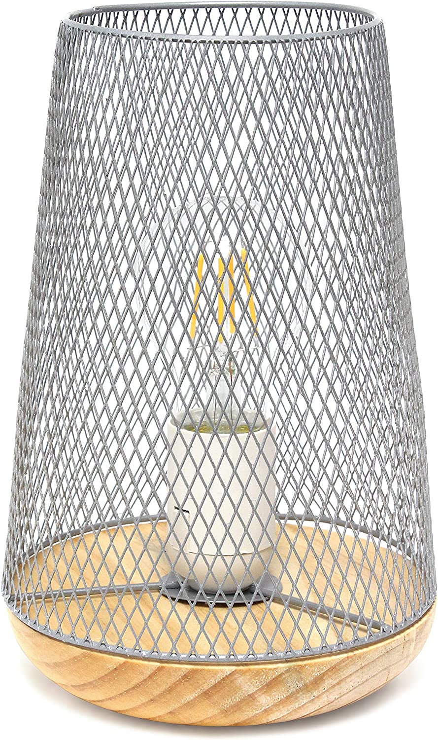 Simple Designs LT1074-GRY Wired Mesh Uplight Table Lamp, Gray