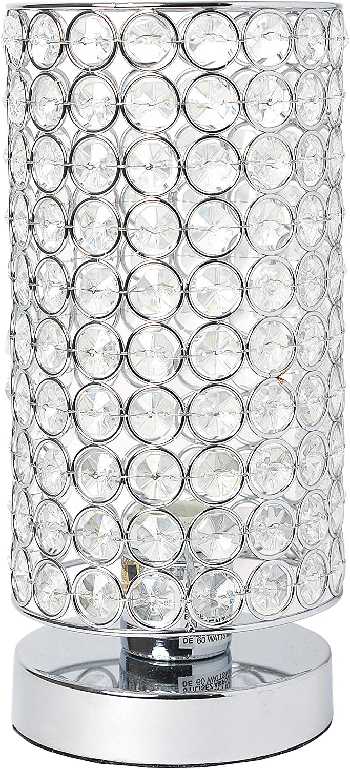 Elegant Designs LT1051-CHR Elipse Crystal Cylindrical Uplight Table Lamp, Chrome