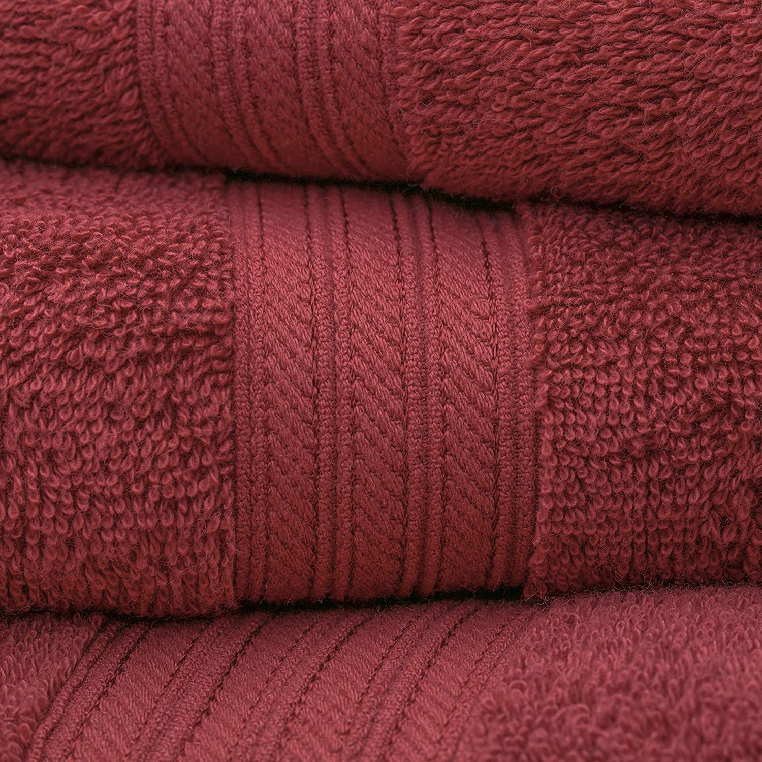 Baltic Linen Majestic Heavy Weight Cotton Towels, 2 Bath Towels, 2 Hand Towels, 2 Washcloths, Red, 6 Piece Set
