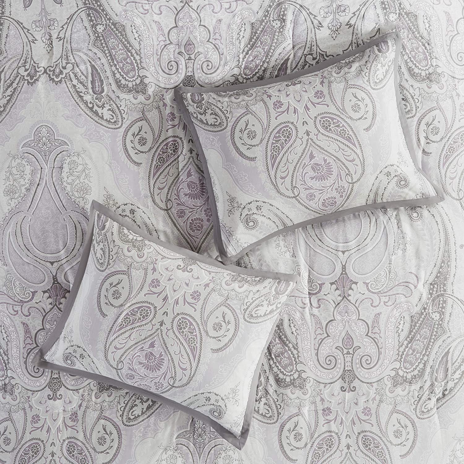 Madison Park Samir Queen Size Bed Comforter Set Bed in A Bag - Purple, Paisley ‚Äì 7 Pieces Bedding Sets ‚Äì Cotton Bedroom Comforters