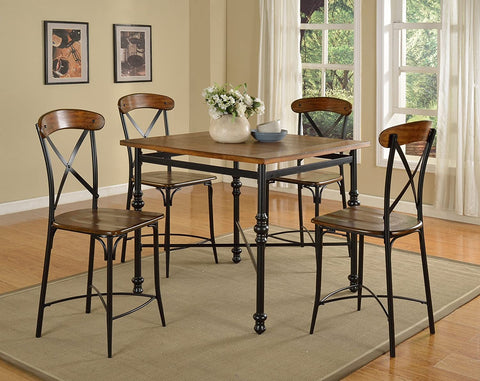 Baxton Studio Broxburn Wood and Metal Pub Set, Light Brown
