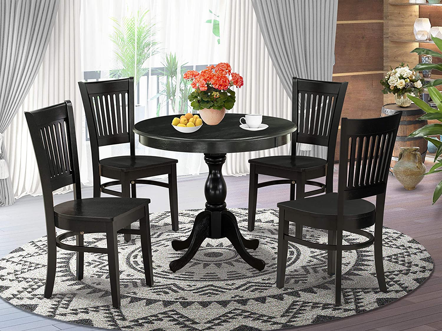 East West Furniture AMVA5-LWH-W Dining Set, Regular