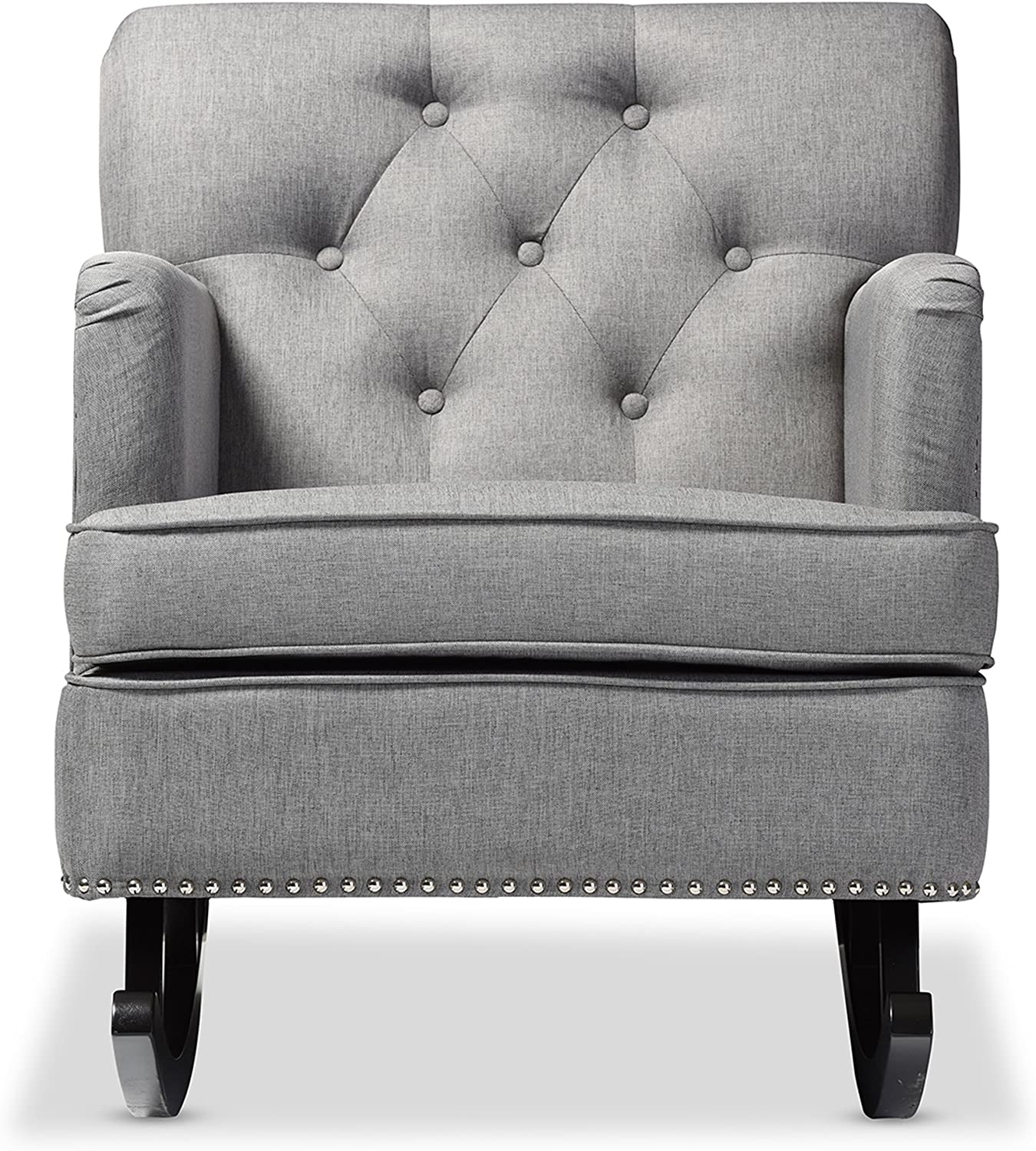 Baxton Studio Bethany Modern &amp; Contemporary Fabric Upholstered Button-Tufted Rocking Chair, Grey