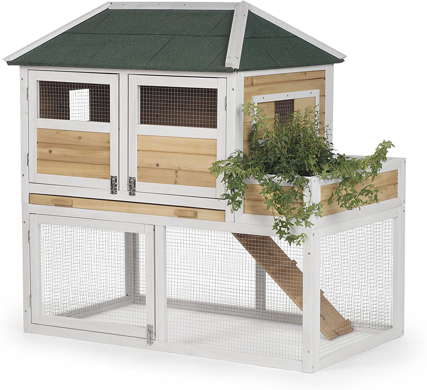 Prevue Pet Products 4701 Chicken Coop with Herb Planter, Natural/White