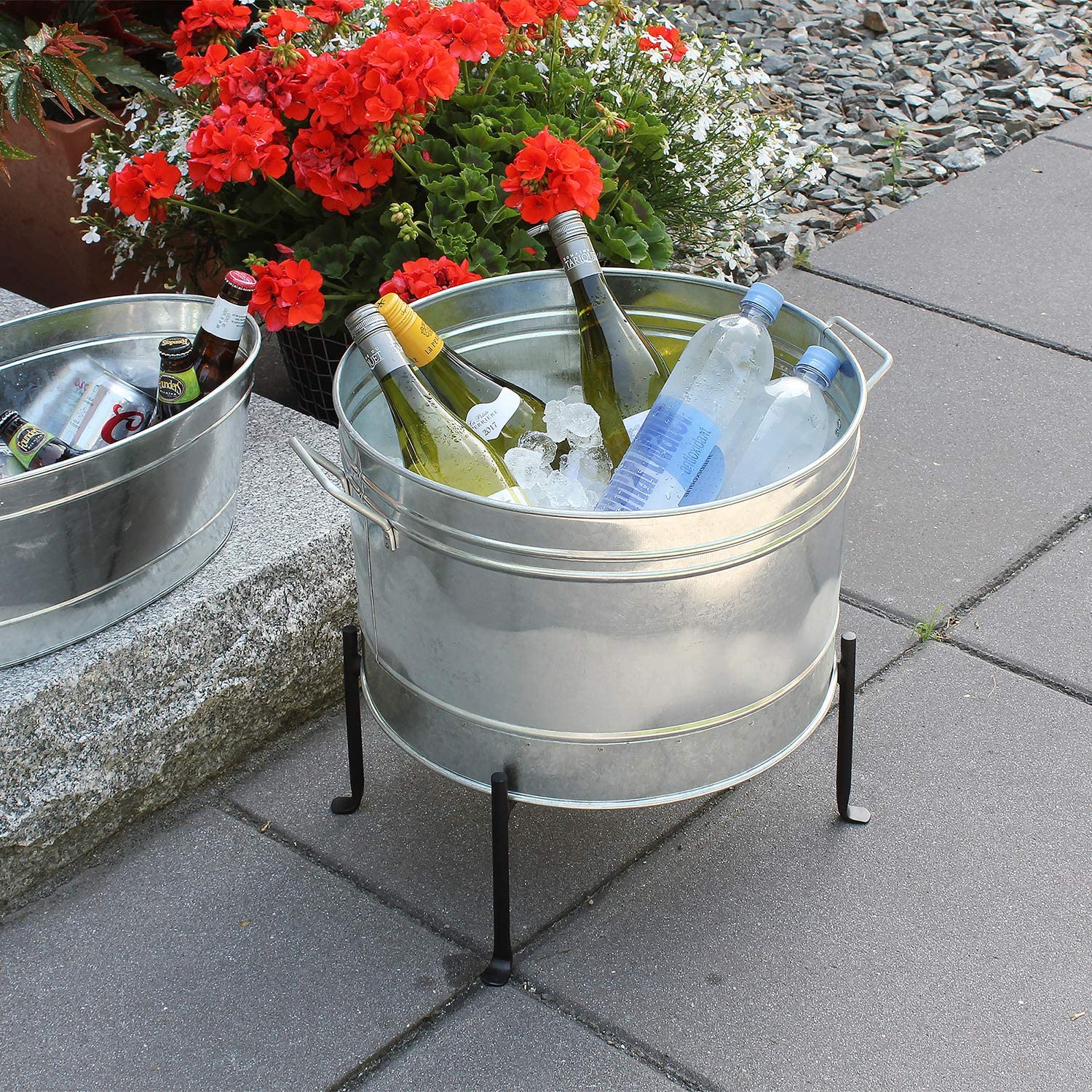 Achla Designs C-50 Galvanized Steel round tub, Standard