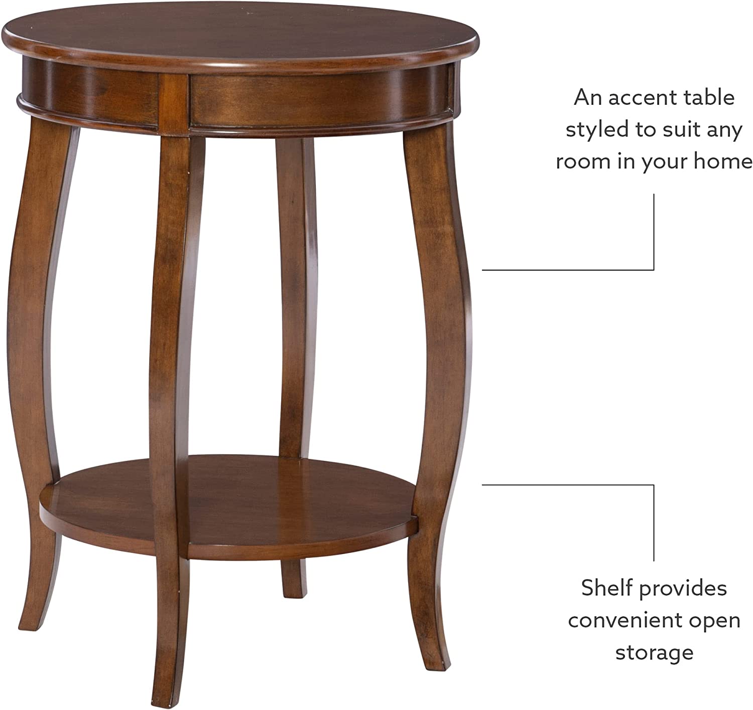 Powell Furniture Powell Hazelnut Round Shelf Table, 18&#34; L x 18&#34; W x 24&#34; H