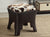 Baxton Studio Sally Modern and Contemporary Cow-Print Patterned Fabric Brown Faux Leather Upholstered Accent Stool with Nail Heads, Single-Piece