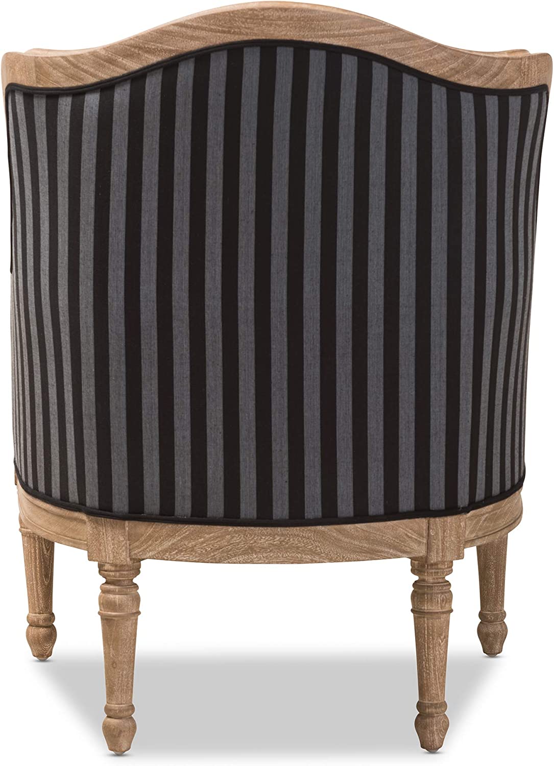 Baxton Studio Charlemagne Traditional French Black and Grey Striped Accent Chair