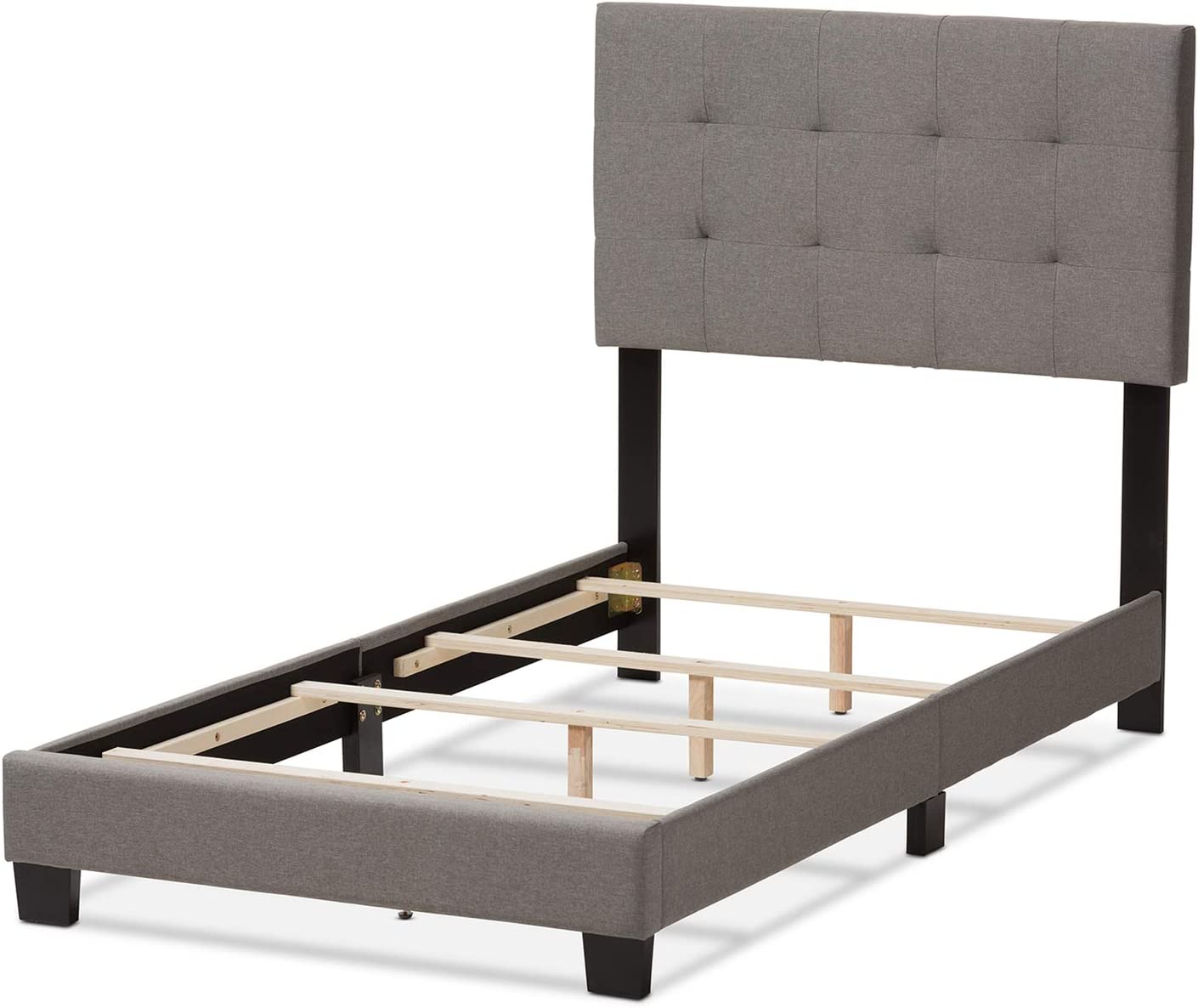 Baxton Studio Brookfield Twin Size Bed/Gray/Contemporary/Fabric Polyester 100%&#34;/MDF/Foam