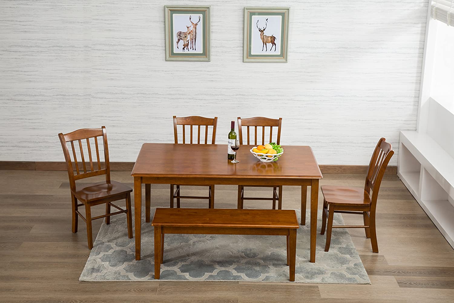 Boraam Shaker 6-Piece Dining Set, Walnut