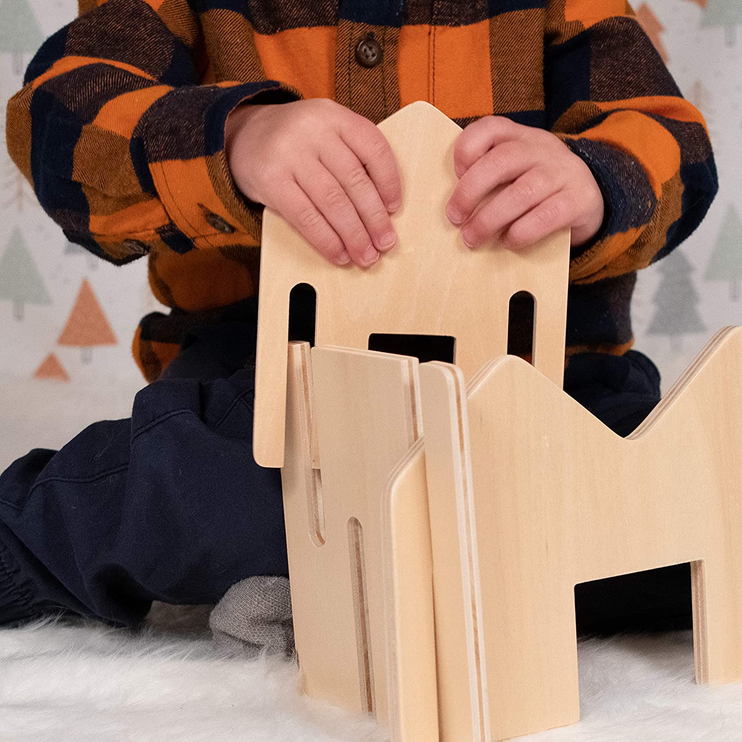 THE FRECKLED FROG - FF410 The Freckled Frog Happy Architect - Natural - Set of 28 - Ages 2+ - Wooden Building Blocks for Preschoolers and Elementary Aged Kids