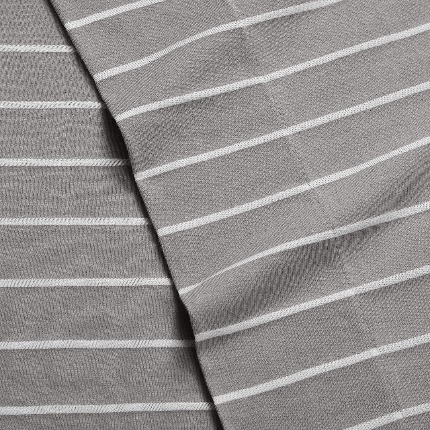 Intelligent Design Cotton Blend Jersey Knit All Season Sheet Set, Full, Grey Stripe