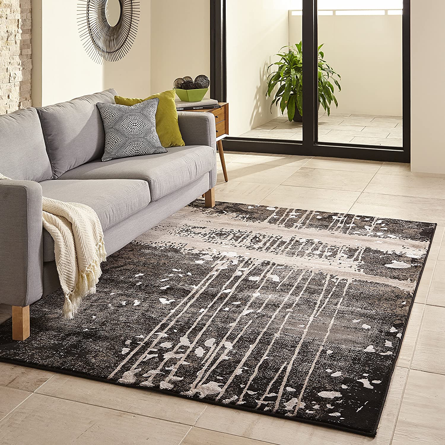 Momeni Rugs Monterey Collection Contemporary Area Rug, 2&#39;3&#34; x 7&#39;6&#34;, CHARCOAL