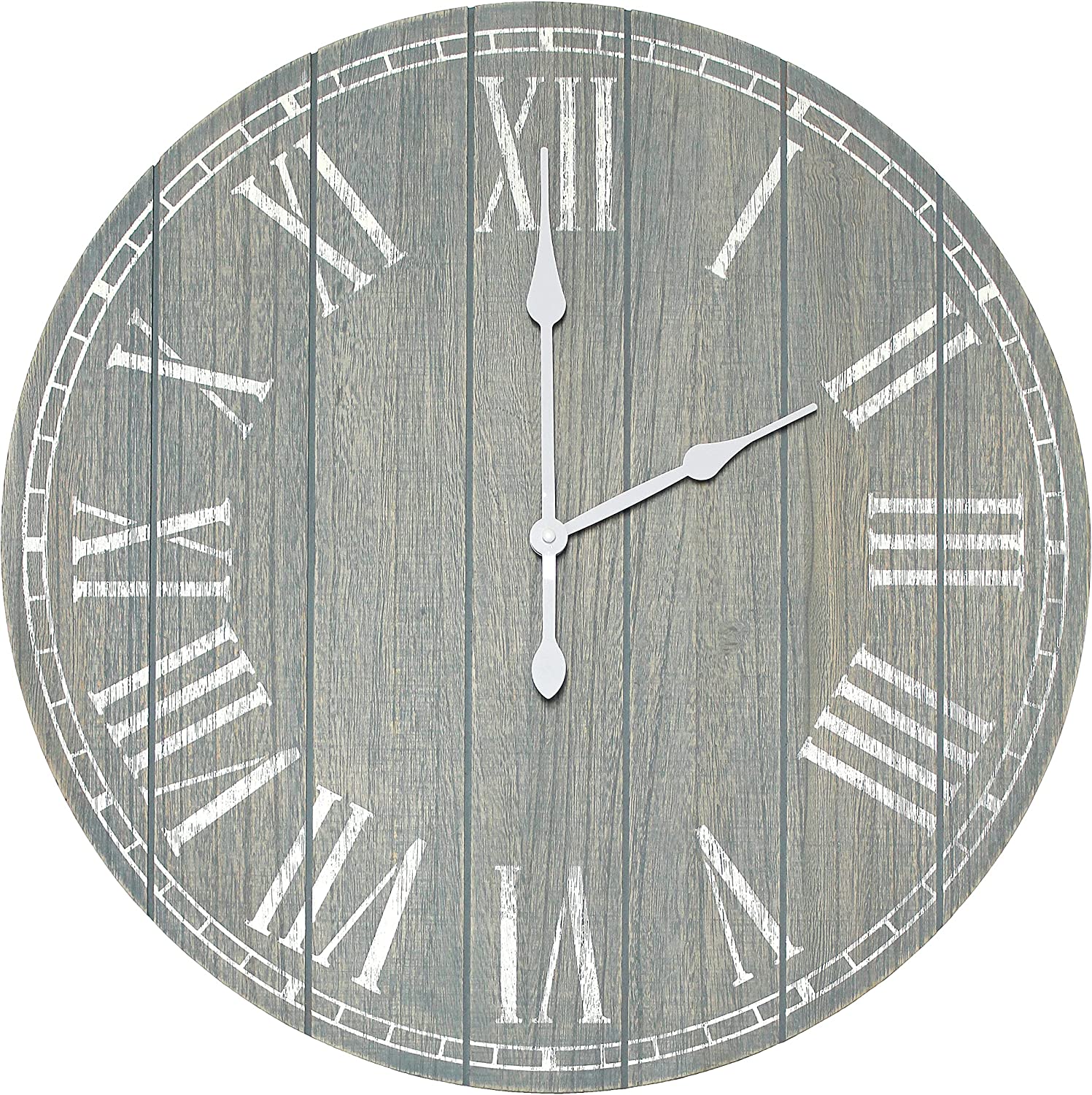 Elegant Designs HG2003-DGW Wood Plank 23" Large Coastal Rustic Wall Clock, Dark Gray Wash