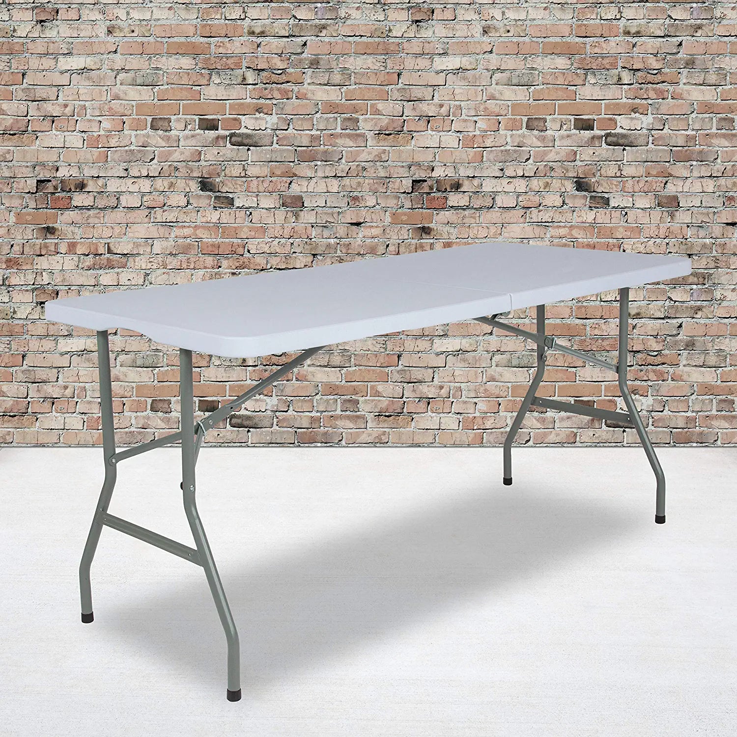 Flash Furniture 4.97-Foot Bi-Fold Granite White Plastic Folding Table