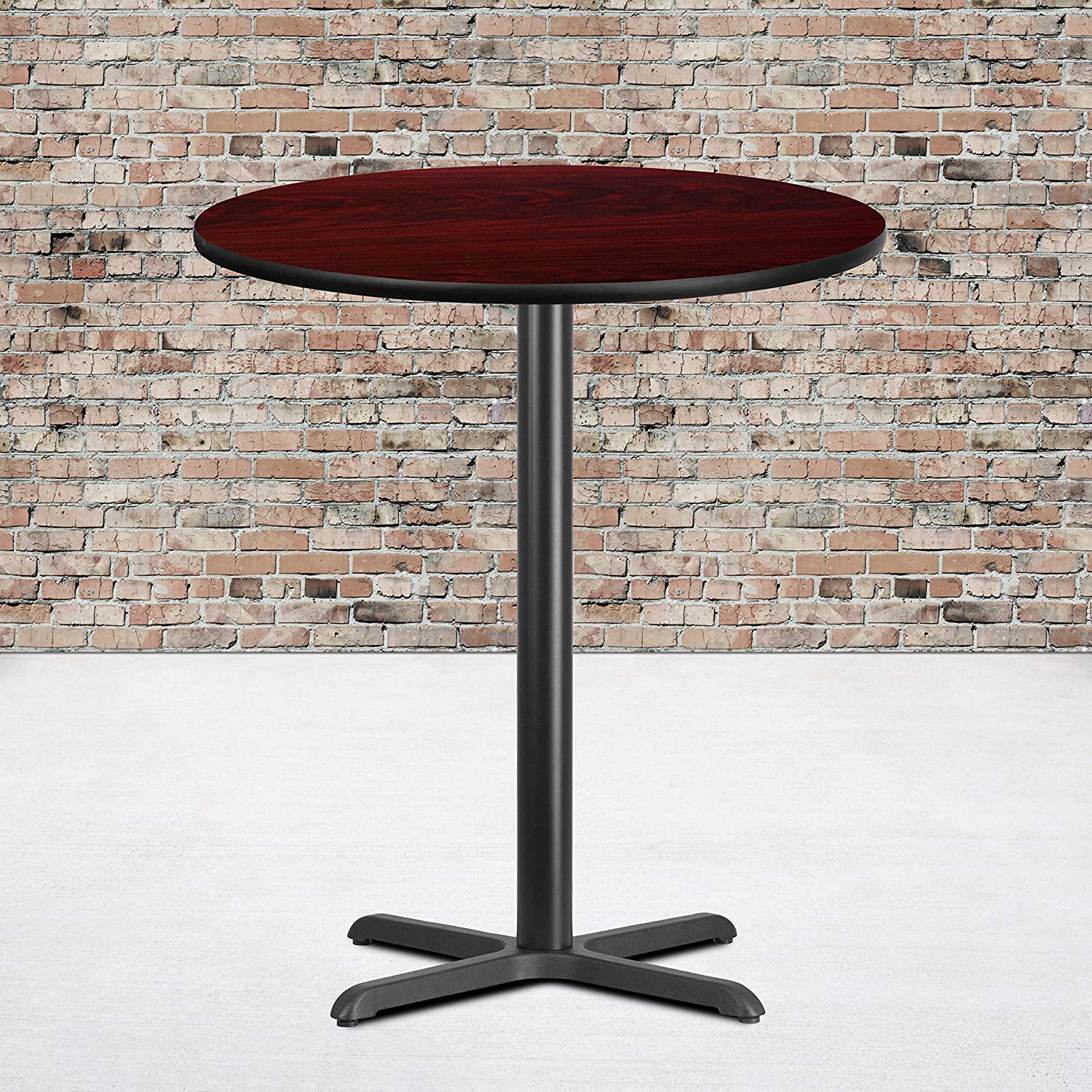 Flash Furniture 36&#39;&#39; Round Walnut Laminate Table Top with 30&#39;&#39; x 30&#39;&#39; Bar Height Table Base