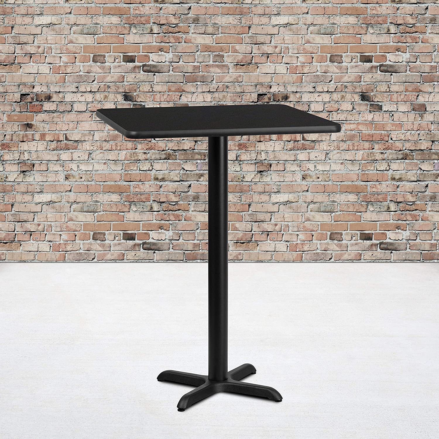 Flash Furniture 30&#39;&#39; Square Black Laminate Table Top with 22&#39;&#39; x 22&#39;&#39; Bar Height Table Base