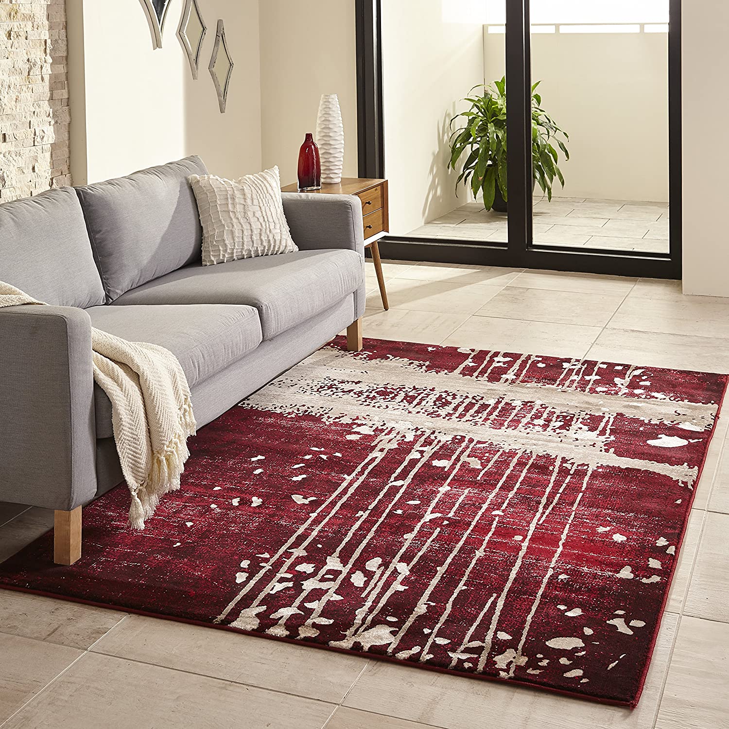 Momeni Rugs Monterey Collection Contemporary Area Rug, 7&#39;6&#34; x 9&#39;6&#34;, Red