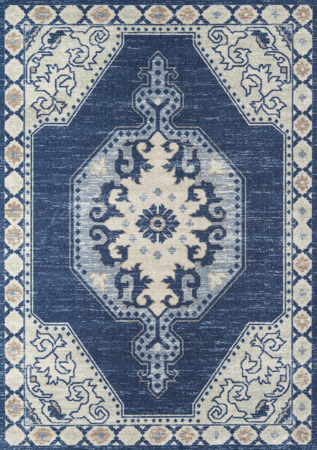 Momeni Anatolia Wool and Nylon Area Rug 5&#39;3&#34; X 7&#39;6&#34; Navy