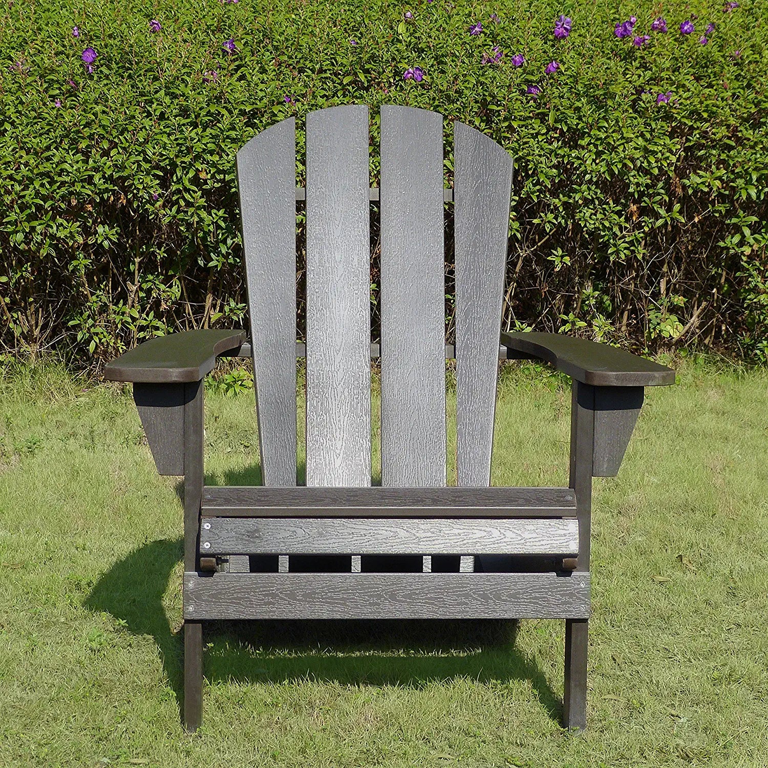 Northbeam Faux Wood Foldable Relaxed Adirondack Chair, Outdoor, Garden, Lawn, Deck Chair, Espresso